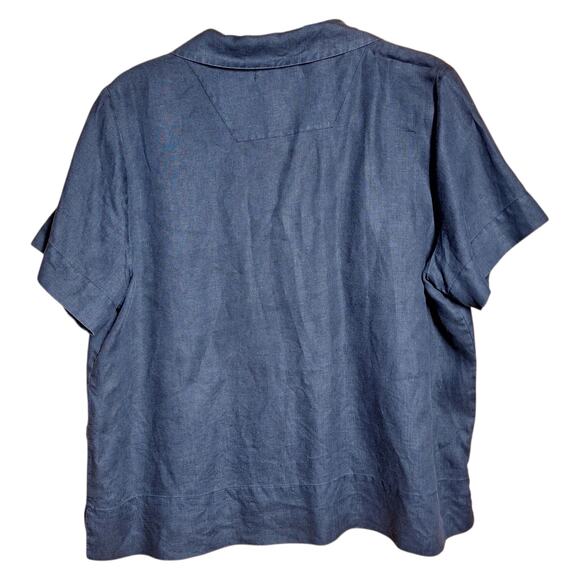 Everlane The notch shirt 100% linen black button down boxy fit blouse size 12/L - Picture 4 of 7